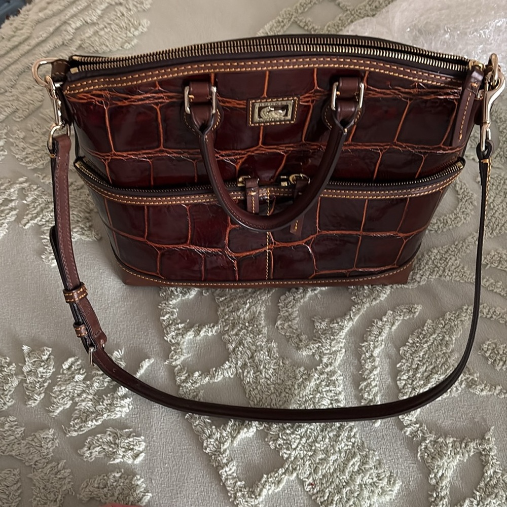Dooney & Bourke Brown Crocodile-Embossed Handbag - Picture 6 of 6
